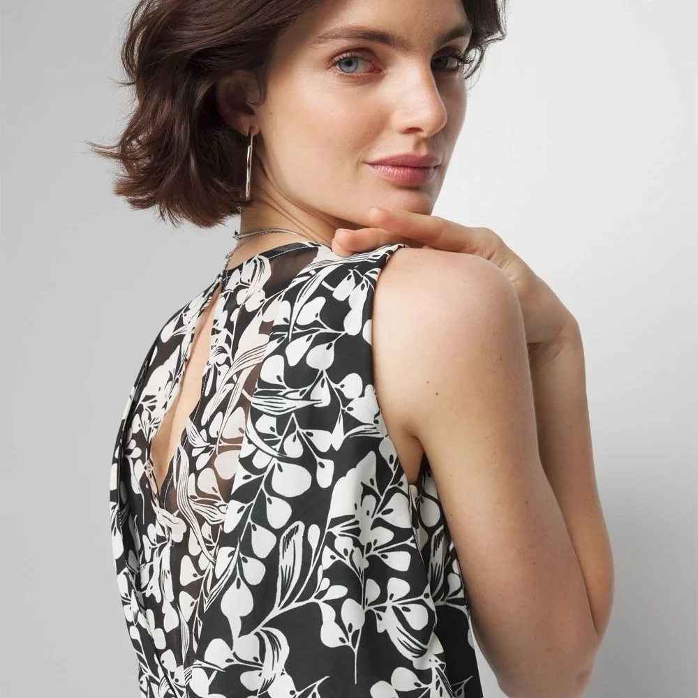 White House Black Market Floral Layered Sleeveless V-neck Mini Dress 00 - Picture 2 of 16